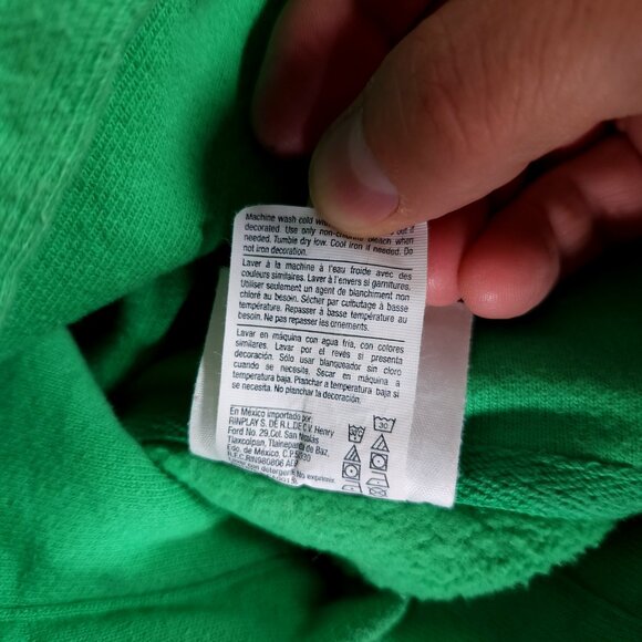 Champion Reverse Weave Oversized Green Neon Logo Hoodie Mens Medium Adult - Picture 14 of 16